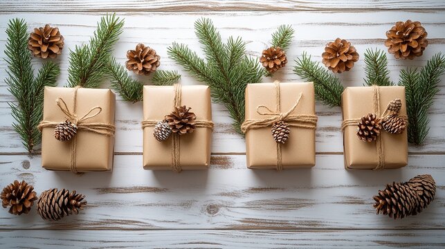 Christmas and new year holiday background with Christmas gifts isolated a on white backgraound