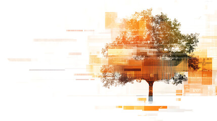 Esg investing trends analyzing climate through abstract digital tree art