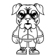 Mascot character design cartoon of bulldog outline