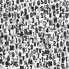 Abstract grunge seamless pattern of English letters and scuffed collage of newspaper clippings. Vector background with capital Latin letters in retro style. Suitable for wallpaper, wrapping paper