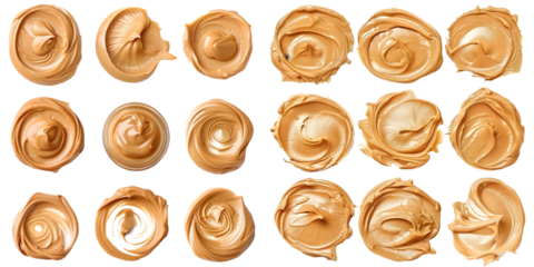 Collage of peanut butter isolated on a white background. Generative AI.