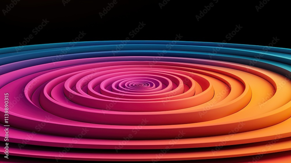 Poster sound loud 3d rendering concept, artistic representation of sound intensity as a colorful vortex of 