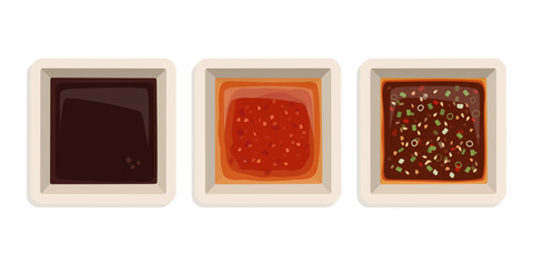 Types of different Asian sauces