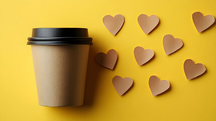 Coffee Cup and Hearts Illustration