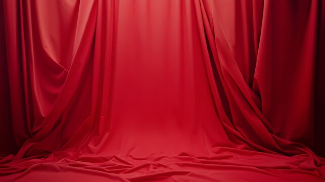 Smooth Red Fabric Draped Elegantly for Background or Display Setup