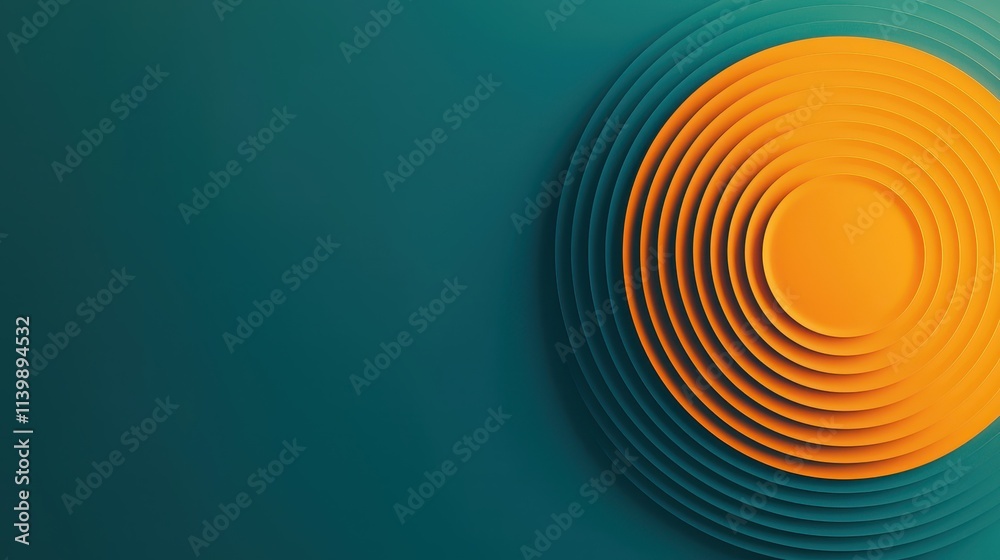 Poster sound loud 3d rendering concept, conceptual rendering of concentric circles depicting loud noise and