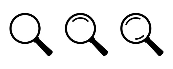 Search icon. Magnifying glass icon, magnifier or loupe icon.