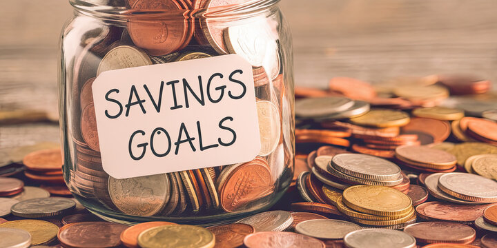 Savings Goals Jar Filled with Coins Financial Planning
