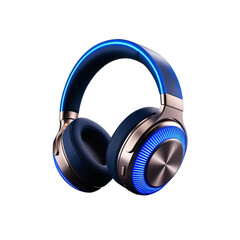 Modern wireless headphones with blue LED lighting, showcasing sleek design and advanced audio technology, perfect for music enthusiasts.