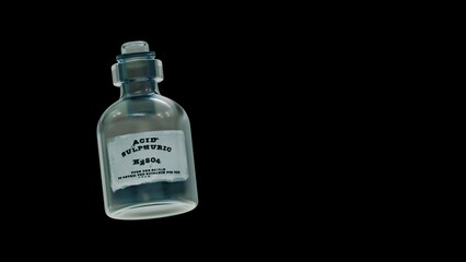 Render Of Antique Glass Apothecary Medicine Drug Bottle Illustration With Sulphuric Acid Weathered Sticker