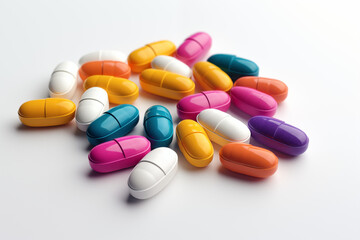 Medicine pills on white background. Medicine related topics. Public health. Treatments. Png cutouts.