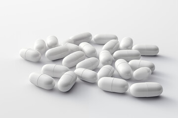 Medicine pills on white background. Medicine related topics. Public health. Treatments. Png cutouts.