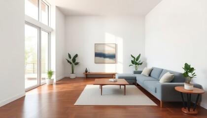 Minimalist Style - Interior Design of Living Room with Minimalist Concept - Hotel Living Room - Apartment Living Room Interior with TV - Interior Design