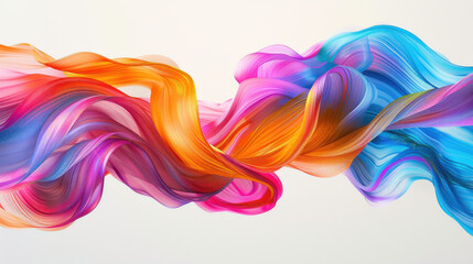 Obraz premium Dynamic wave of colorful brush strokes swirling elegantly in vibrant hues. This abstract artwork showcases blend of orange, pink, and blue tones, creating visually captivating experience