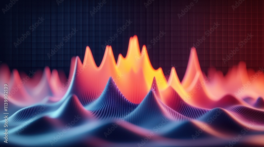 Poster sound loud 3d rendering concept, visual representation of loud audio frequencies displayed as jagged