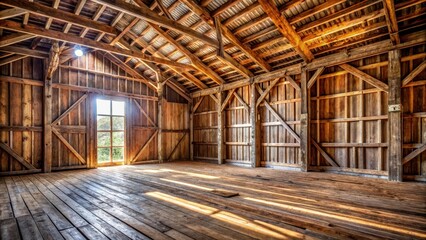 Rustic barn interior with wooden walls and floor, barn, wooden, rustic, interior, country, farm, agriculture, structure, aged