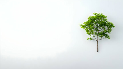 Obraz premium 3D Render Green Tree on White Background Illustration