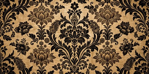 Black Flowers Damask Seamless Pattern Background Fabric for Elegant Home Decor and Fashion Design - Floral Textile Inspiration