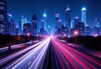 Fototapeta premium Night City Highway Lights 