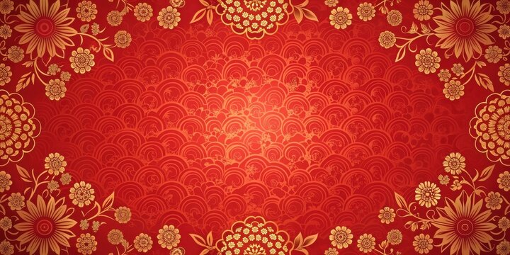 Traditional red Chinese pattern background with intricate floral designs, Chinese, Red, Pattern, Background