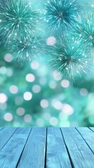 Festive Fireworks   Wooden Deck  Holiday Background