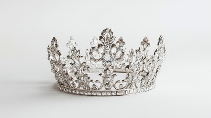 A Silver Crown Isolated on a White Background