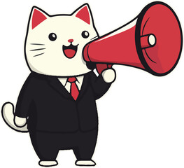 Business Cat with Megaphone