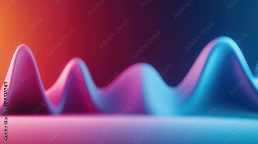 Poster sound loud 3d rendering concept, detailed rendering of colorful audio waves radiating through space 