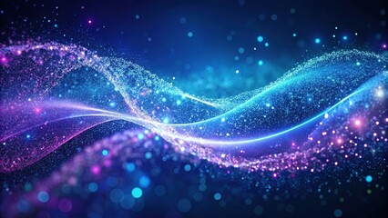 Obraz premium Elegant blue and purple wave of particles on a background with beautiful flying particles , elegant, blue, purple, wave