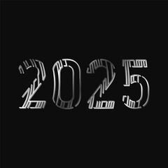 Naklejka premium New Year 2025 numbers in futuristic design. Metal numbers