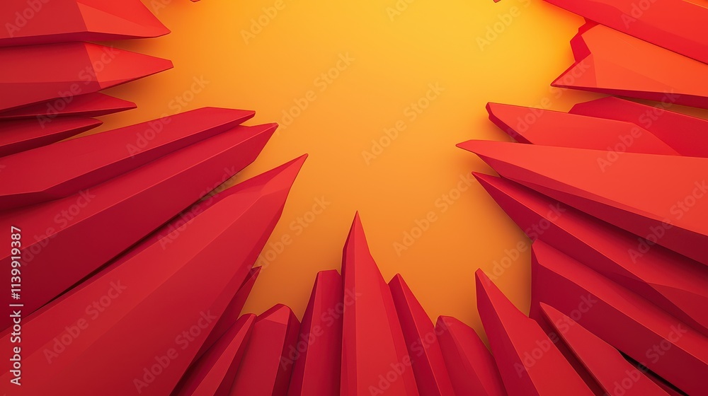 Poster sound loud 3d rendering concept, abstract rendering of jagged light forms against a bright yellow ba