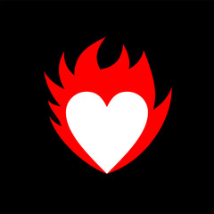burning heart illustration, heat emoji fire design