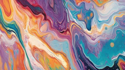 Naklejka premium Abstract Fluid Acrylic Painting Swirls Colorful Design