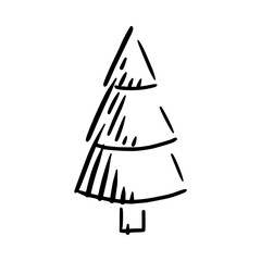 Fototapeta premium Hand drawn Christmas tree. Xmas tree isolated on a white background. Vector illustration