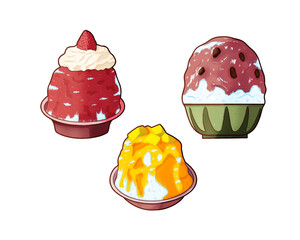 Set of hand drawn shaved ice