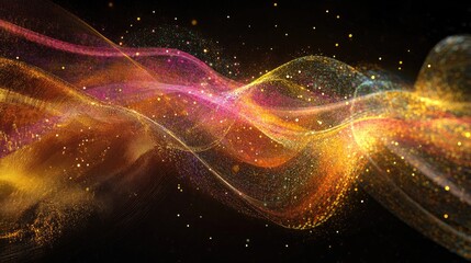 Golden and Pink Glitter Waves Abstract Design