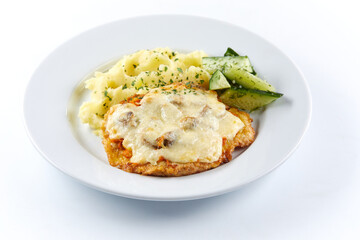 schnitzel with garnish and vegetables