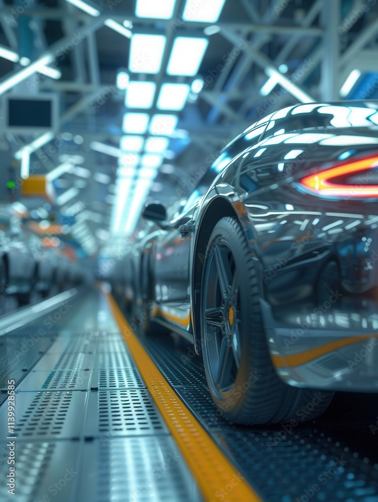 Leinwandbilder High tech lab with finished cars undergoing rigorous testing on a state of the art track. Generative AI