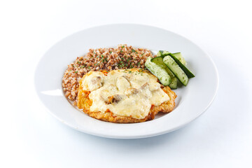 schnitzel with garnish and vegetables