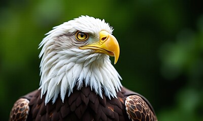 Fototapeta premium Majestic bald eagle portrait sharp focus detailed feathers