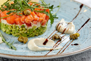 salad with salmon  and peas