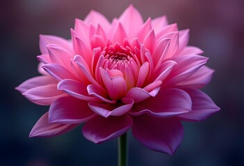 Obraz premium Closeup of a beautiful pink dahlia flower on dark background 