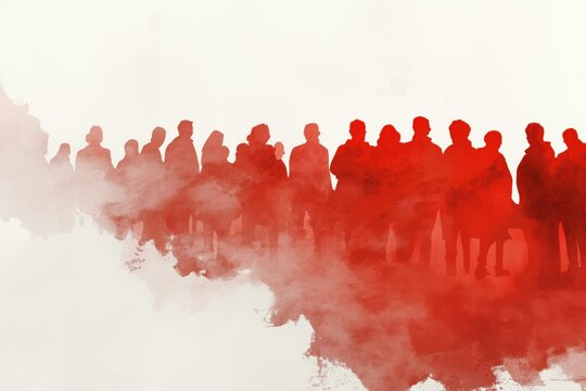 Watercolor people in meeting, rally, public meeting. Mass meeting. Roadshow