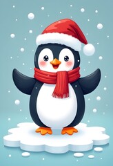 Cute Christmas Penguin in Snow