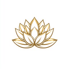 Fototapeta premium Elegant gold and white lotus flower illustration.