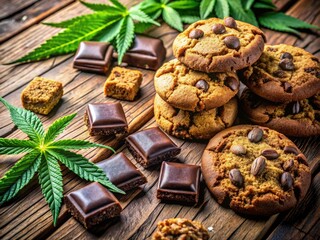 Fototapeta premium Experience premium cannabis-infused treats: delectable brownies, cookies, and chocolates.