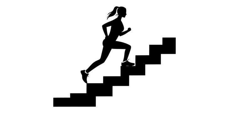 Fitness tracker calculating floors climbed during indoor stair workout, Illustration