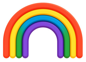 Fototapeta premium colorful 3D cartoon rainbow icon with flat design, isolated on transparency background, showcasing vibrant red, orange, yellow, green, blue, and purple arcs in cheerful style