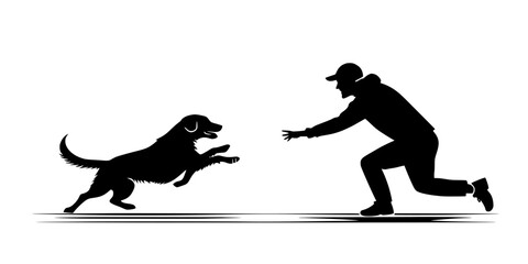Individual practicing sharp turns with a dog during a fast-paced agility run, Illustration