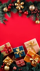 Creative mockup template with festive Christmas decorations and space for personalized holiday greetings